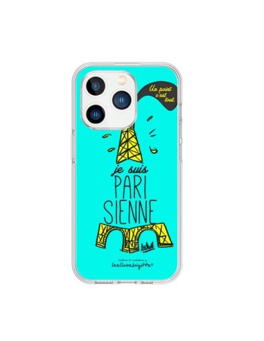 Coque iPhone 15 Pro Je suis Parisienne La Tour Eiffel Bleu - Leellouebrigitte