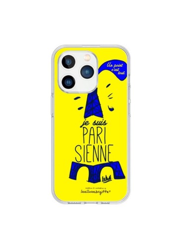 Cover iPhone 15 Pro Je suis Parisienne La Tour Eiffel Giallo - Leellouebrigitte