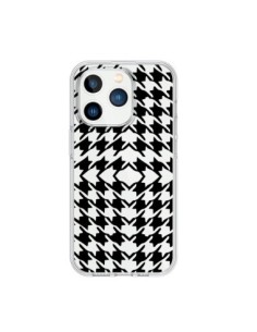 Coque iPhone 15 Pro Vichy Carre Noir Transparente - Petit...