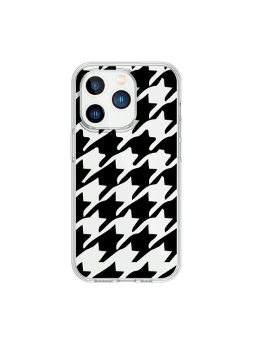 Coque iPhone 15 Pro Vichy Gros Carre noir Transparente - Petit Griffin