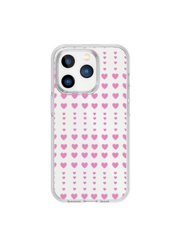 Coque iPhone 15 Pro Coeurs Heart Love Amour Rose Transparente - Petit Griffin