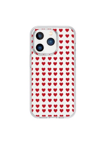Coque iPhone 15 Pro Coeurs Heart Love Amour Red Transparente - Petit Griffin