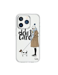 Coque iPhone 15 Pro I don't care Fille Chien Transparente...