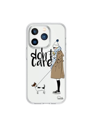 iPhone 15 Pro Case I don't care Fille Dog Clear - Lolo Santo