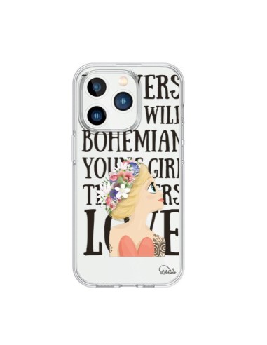 Coque iPhone 15 Pro Flowers Love Transparente - Lolo Santo