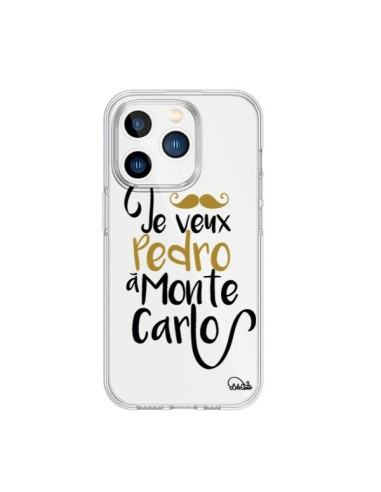 Cover iPhone 15 Pro Je veux Pedro à Monte Carlo Trasparente - Lolo Santo