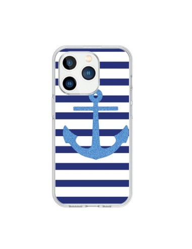 Coque iPhone 15 Pro Ancre Voile Marin Navy Blue - Mary Nesrala