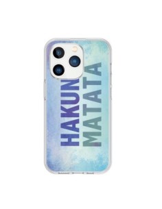 Coque iPhone 15 Pro Hakuna Matata Roi Lion Bleu - Mary...