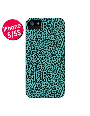 Coque Leopard Turquoise Neon pour iPhone 5 et 5S - Mary Nesrala