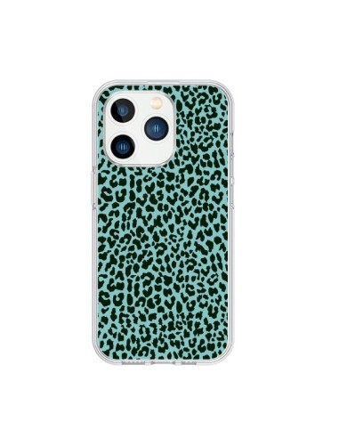 Coque iPhone 15 Pro Leopard Turquoise Neon - Mary Nesrala