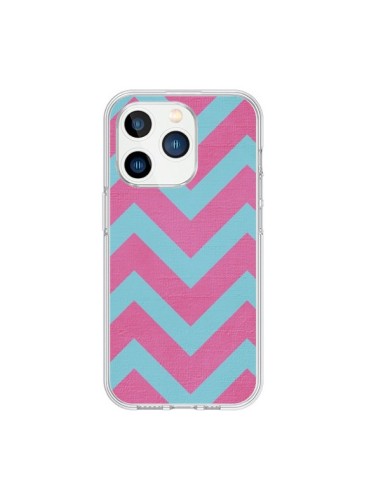 Coque iPhone 15 Pro Strawberry Chevron Rose Bleu - Mary Nesrala