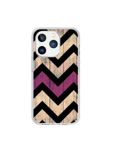 Coque iPhone 15 Pro Chevron Vintage Bois Wood - Mary Nesrala