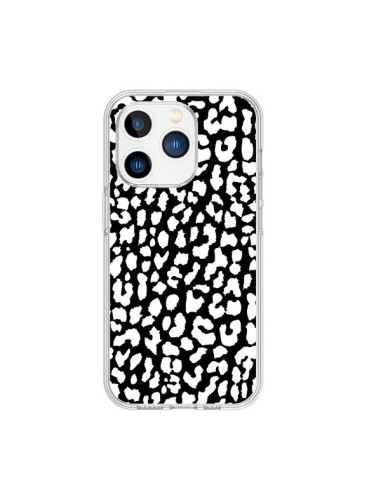 Coque iPhone 15 Pro Leopard Noir et Blanc - Mary Nesrala