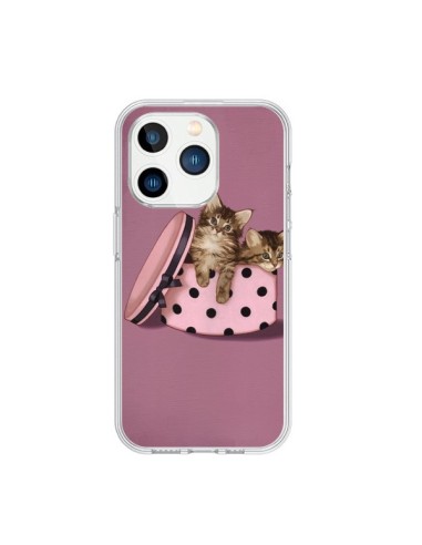 Coque iPhone 15 Pro Chaton Chat Kitten Boite Pois - Maryline Cazenave