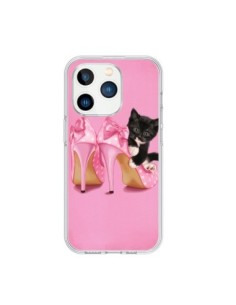 Coque iPhone 15 Pro Chaton Chat Noir Kitten Chaussure...