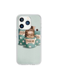 Coque iPhone 15 Pro Chaton Chat Kitten Boite Cookies Pois...