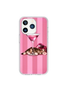 Coque iPhone 15 Pro Chaton Chat Kitten Cocktail Lunettes...