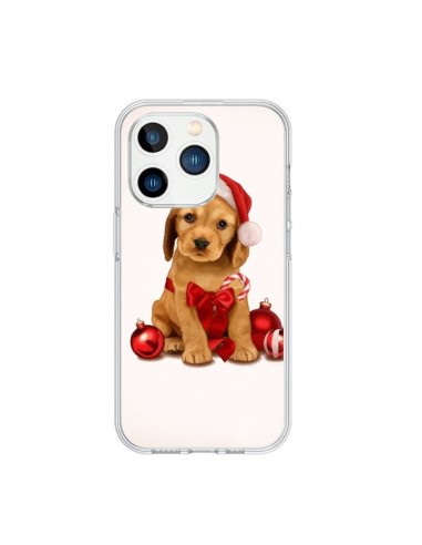 Coque iPhone 15 Pro Chien Dog Pere Noel Christmas Boules Sapin - Maryline Cazenave