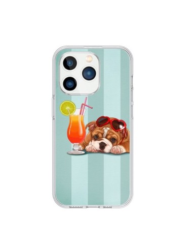 Coque iPhone 15 Pro Chien Dog Cocktail Lunettes Coeur - Maryline Cazenave