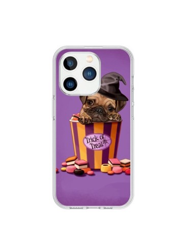 Coque iPhone 15 Pro Chien Dog Halloween Sorciere Bonbon - Maryline Cazenave