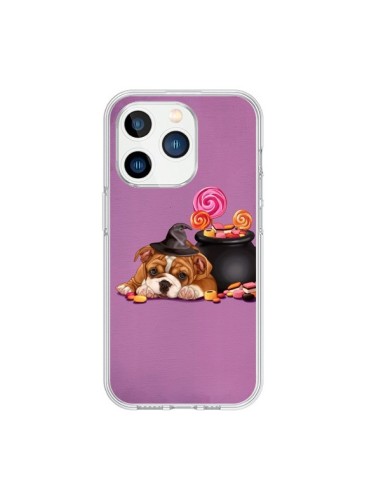 Coque iPhone 15 Pro Chien Dog Halloween Sorciere Chaudron Bonbon - Maryline Cazenave