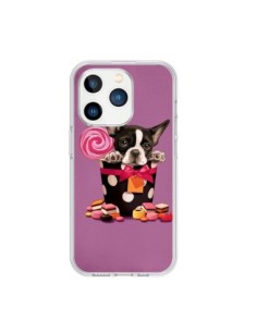 Coque iPhone 15 Pro Chien Dog Boite Noeud Papillon Pois...