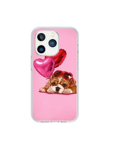 Coque iPhone 15 Pro Chien Dog Lunettes Coeur Ballon - Maryline Cazenave
