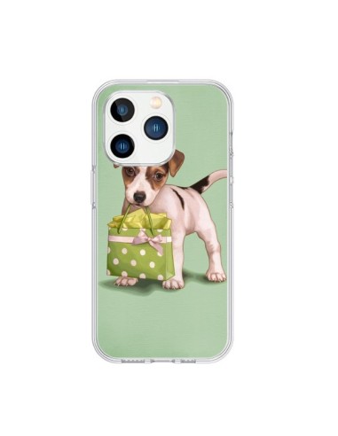 Coque iPhone 15 Pro Chien Dog Shopping Sac Pois Vert - Maryline Cazenave