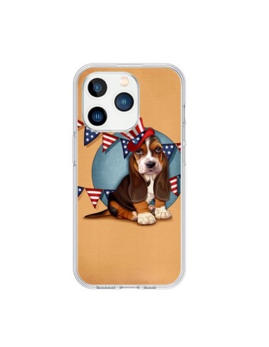 Coque iPhone 15 Pro Chien Dog USA Americain - Maryline Cazenave