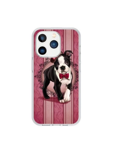 Cover iPhone 15 Pro Cane Gentleman Papillon Cappello - Maryline Cazenave