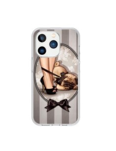 Cover iPhone 15 Pro Lady Nero Papillon Cane Luxe -...