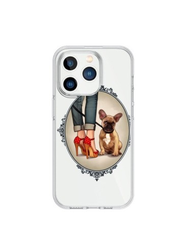 Coque iPhone 15 Pro Lady Jambes Chien Bulldog Dog Transparente - Maryline Cazenave