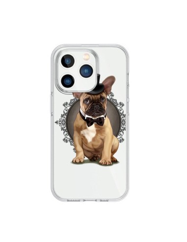 Coque iPhone 15 Pro Chien Bulldog Noeud Papillon Chapeau Transparente - Maryline Cazenave