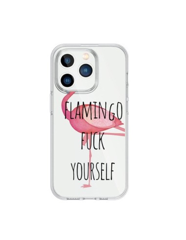 Coque iPhone 15 Pro Flamingo Fuck Transparente - Maryline Cazenave