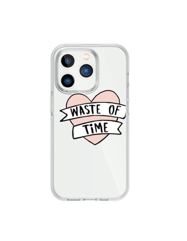 Coque iPhone 15 Pro Waste Of Time Transparente - Maryline Cazenave