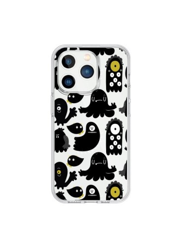 Coque iPhone 15 Pro Monsters Monstres Pattern Transparente - Maria Jose Da Luz