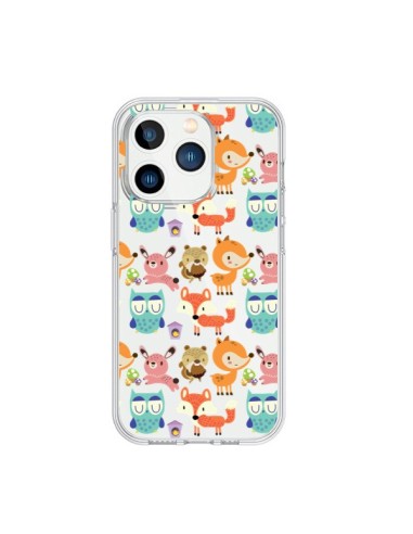 Coque iPhone 15 Pro Renard Ecureuil Lapin Hibou Transparente - Maria Jose Da Luz