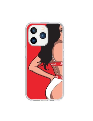 Coque iPhone 15 Pro Pop Art Femme Rouge - Mikadololo