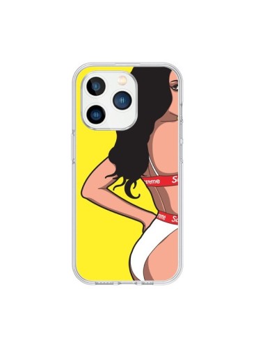Coque iPhone 15 Pro Pop Art Femme Jaune - Mikadololo
