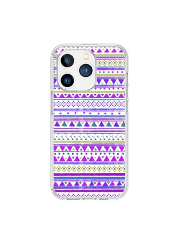 Coque iPhone 15 Pro Bandana Violet Azteque - Monica Martinez