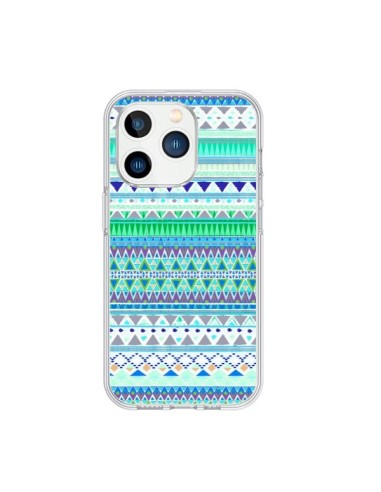 Coque iPhone 15 Pro Chenoa Bleu Azteque - Monica Martinez