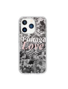 Cover iPhone 15 Pro Vintage Amore Nero Fiori - Monica...