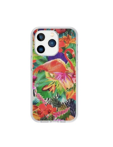 Coque iPhone 15 Pro Tropical Flamant Rose - Monica Martinez