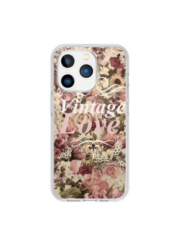 Coque iPhone 15 Pro Vintage Love Flower - Monica Martinez