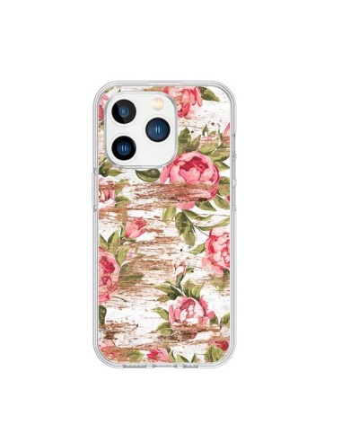 Cover iPhone 15 Pro Eco Amore Pattern Legno Fiori - Maximilian San