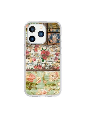 Cover iPhone 15 Pro Lady Rococo Legno Fiori - Maximilian San