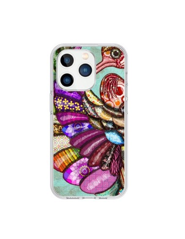 Coque iPhone 15 Pro Paon Multicolore Eco Bird - Maximilian San