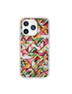 Coque iPhone 15 Pro Azteque Triangle Geometric World -...