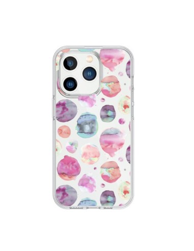 Coque iPhone 15 Pro Big Watery Dots Pink - Ninola Design