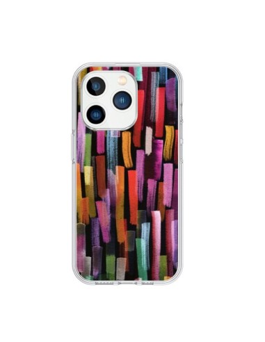 Coque iPhone 15 Pro Colorful Brushstrokes Black - Ninola Design